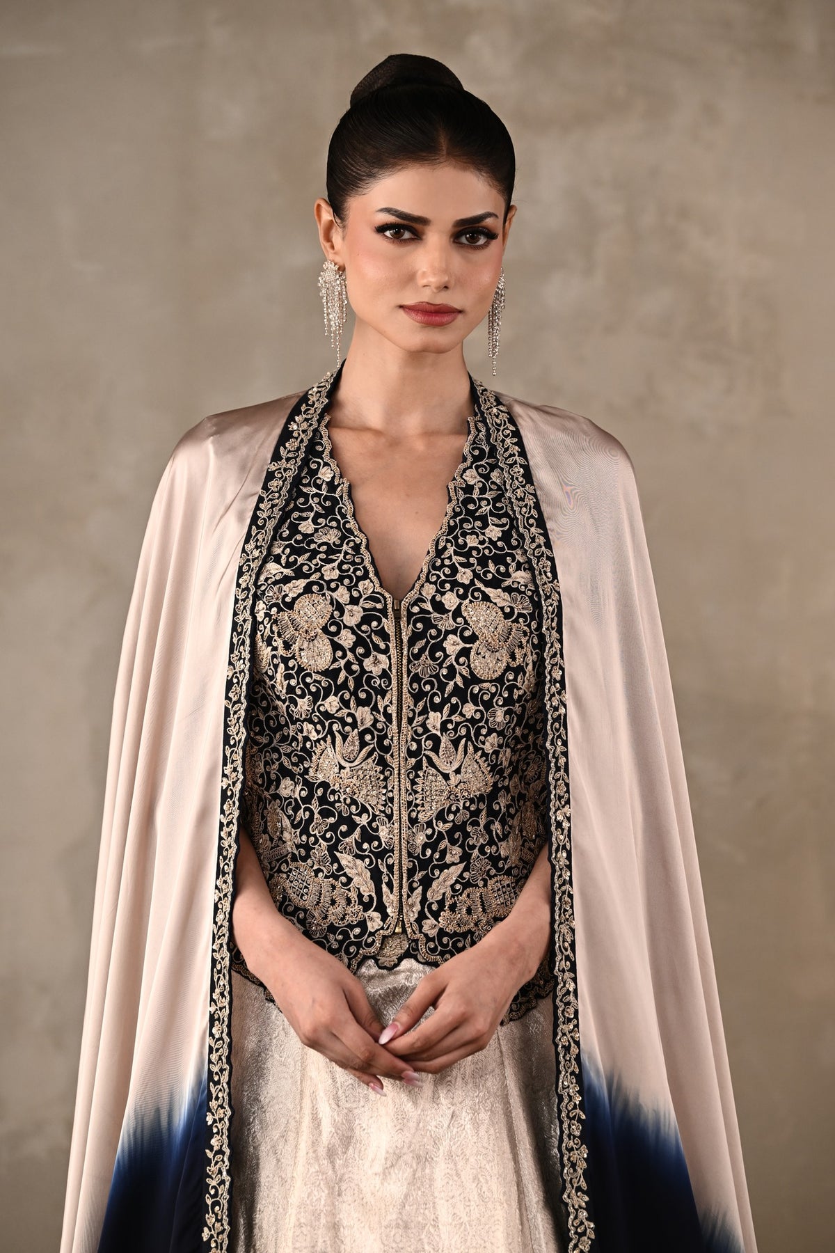 Brocade Chanderi Cape Lehenga Set