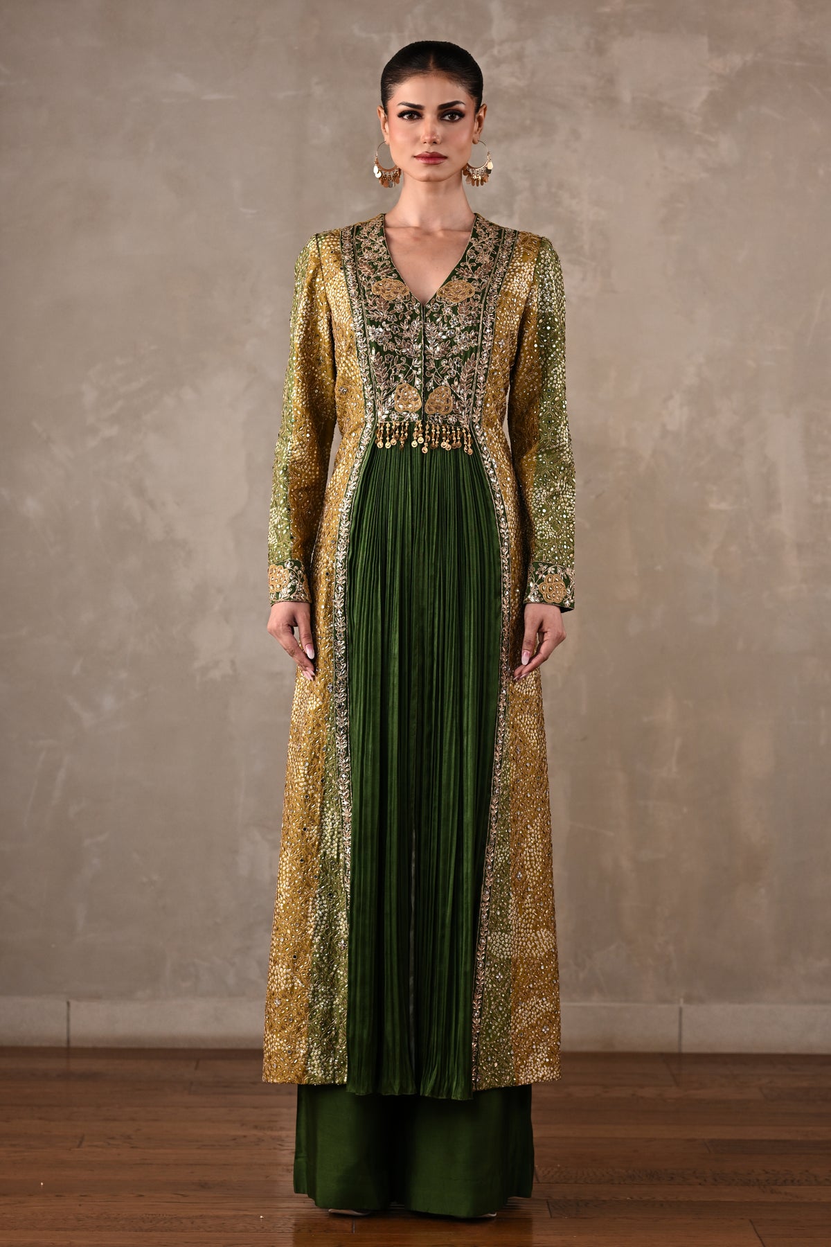 Embroidered Silk Panelled Co-ord Set