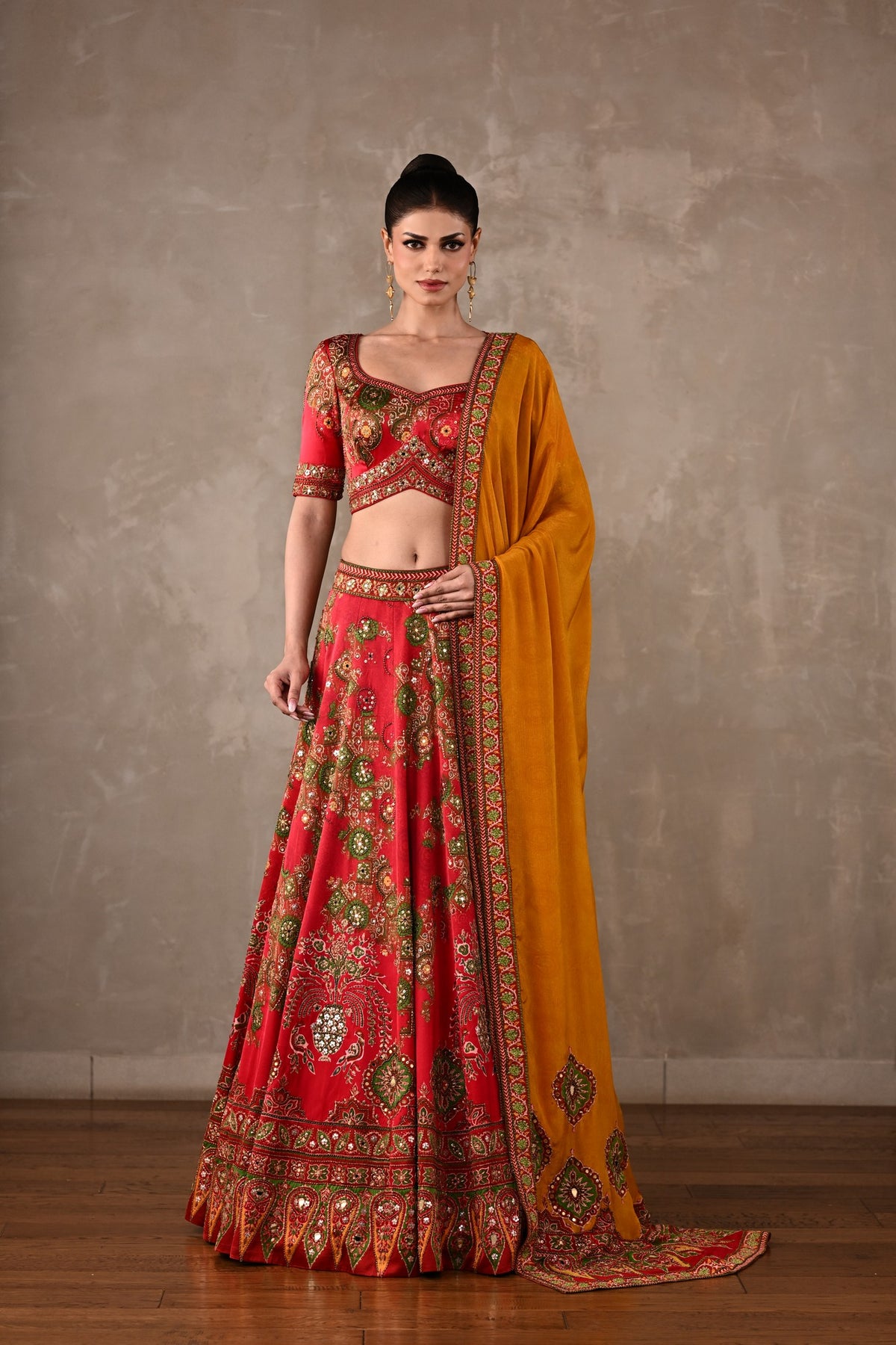 Ajrakh Embellished Lehenga Set