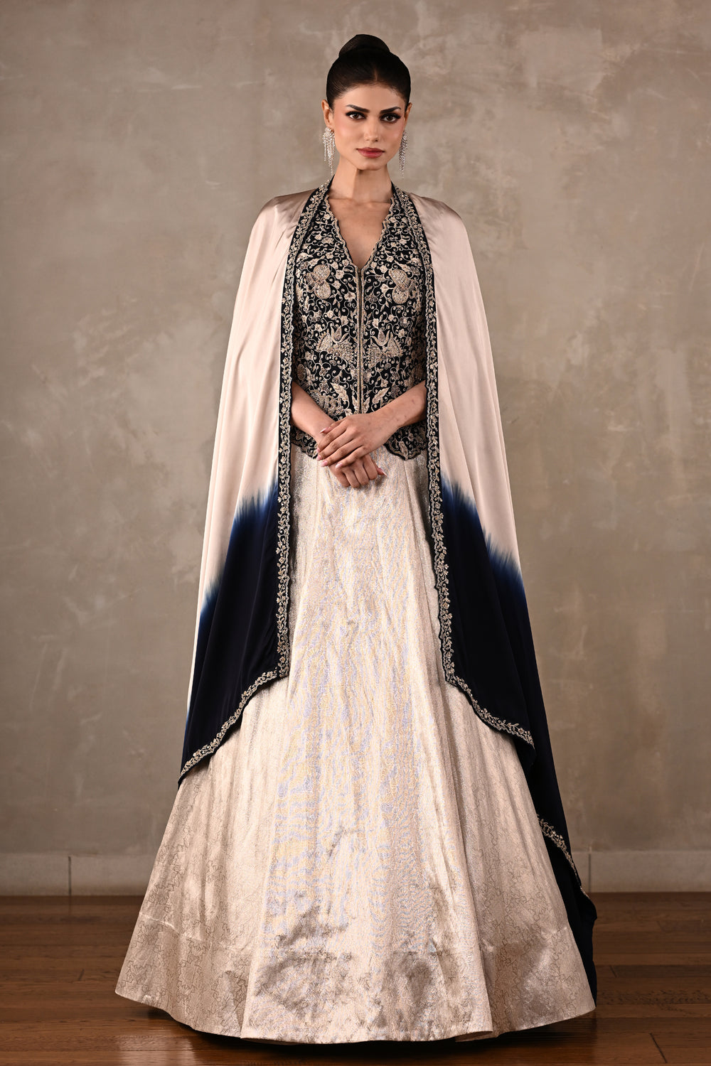 Brocade Chanderi Cape Lehenga Set
