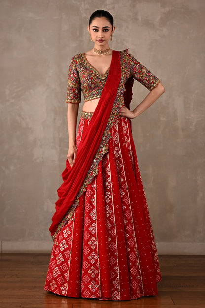Embroidered Drape Lehenga Set