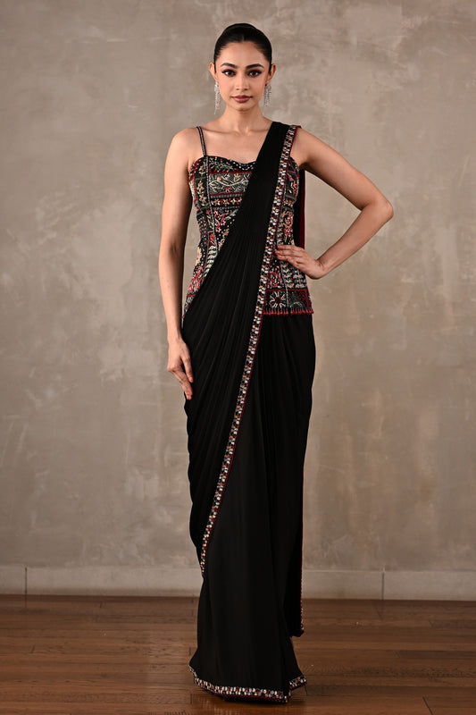 Midnight Heirloom Drape Saree Set