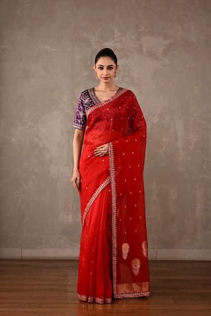 Silk Saree with Embroidered Blouse