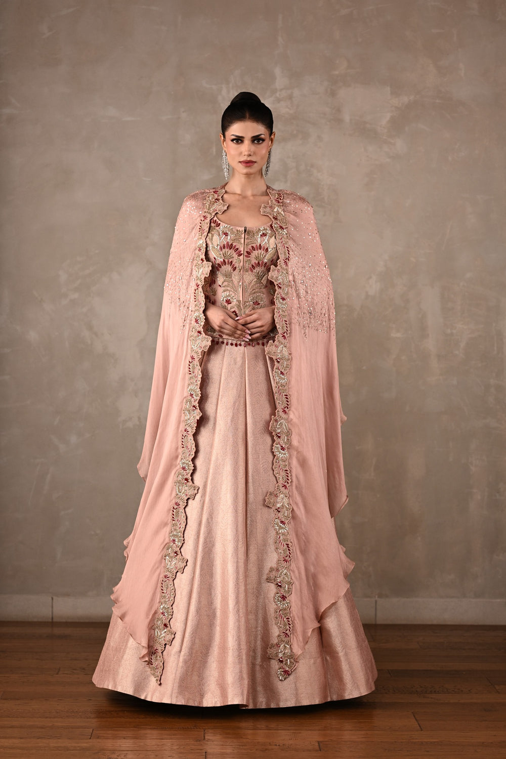 Thread Embroidered Silk Lehenga Set