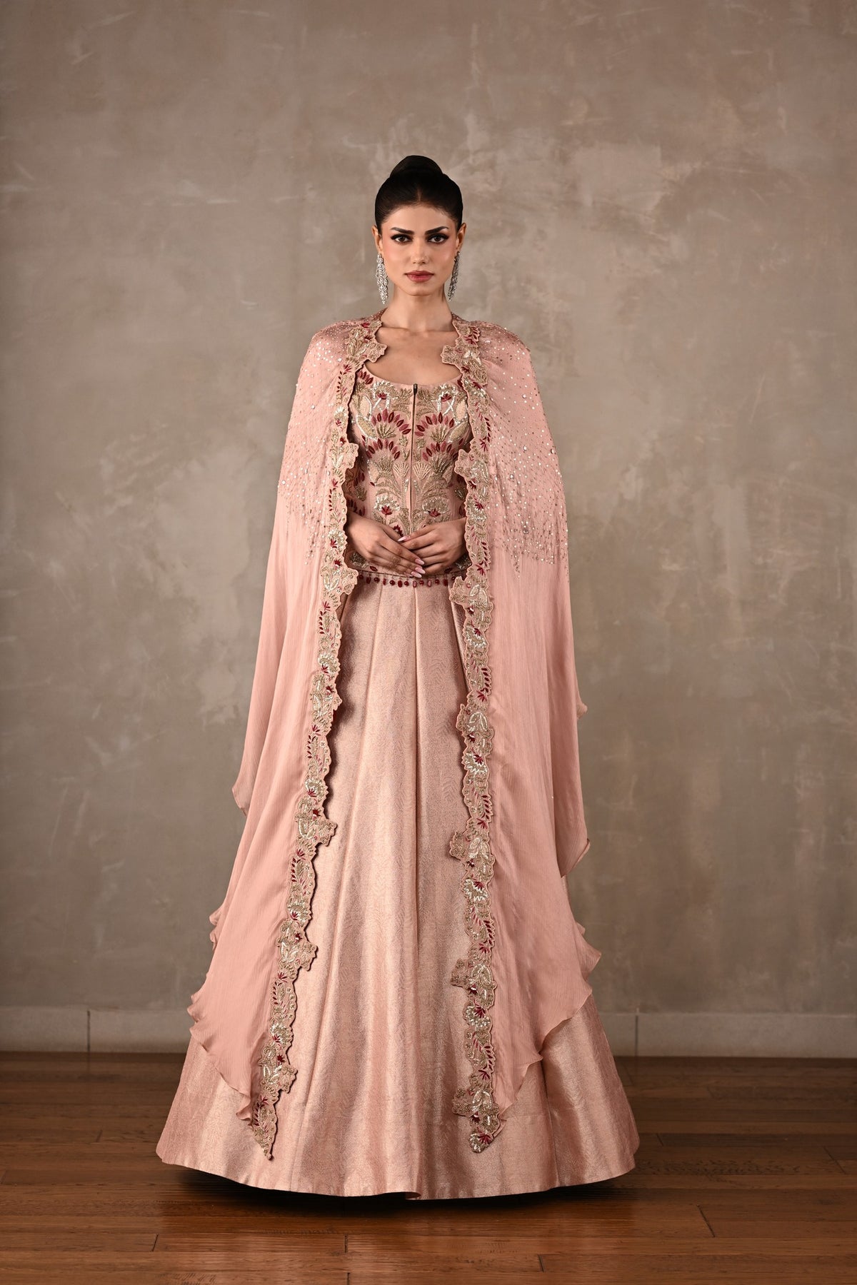 Thread Embroidered Silk Lehenga Set