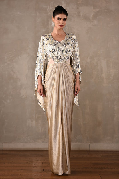 Pearl Cascade Drape Gown