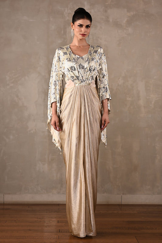 Pearl Cascade Drape Gown