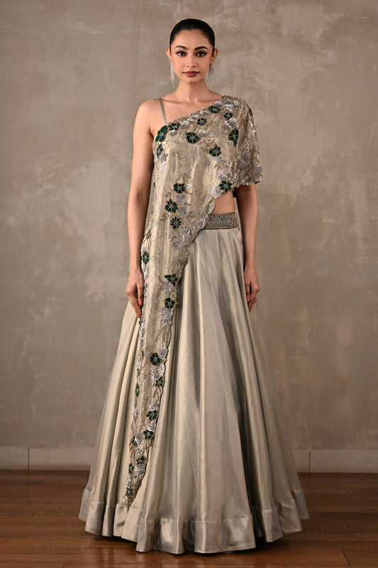 Floral On-Shoulder Lehenga Set