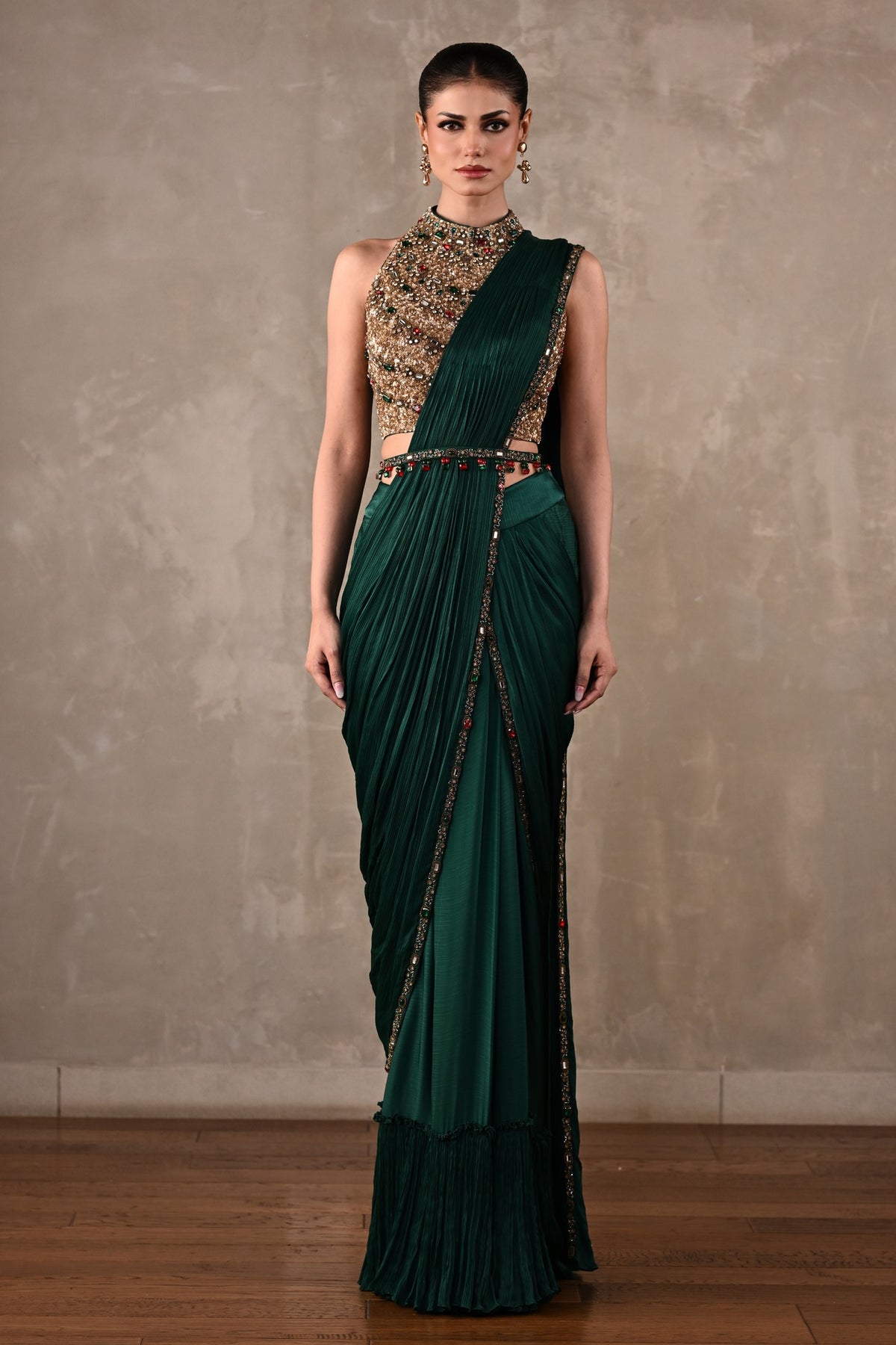 Bejewelled Drape Saree Set