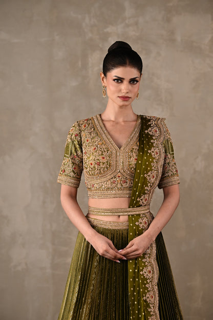 Regalia Pleated Brocade Lehenga Set