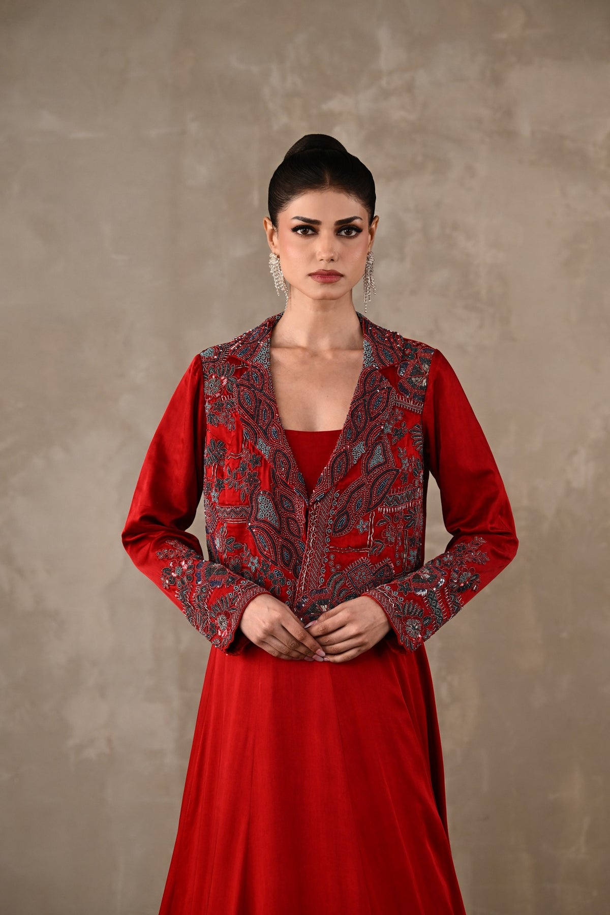 Embroidered Jacket Gown Set