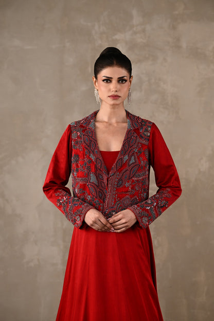 Embroidered Jacket Gown Set