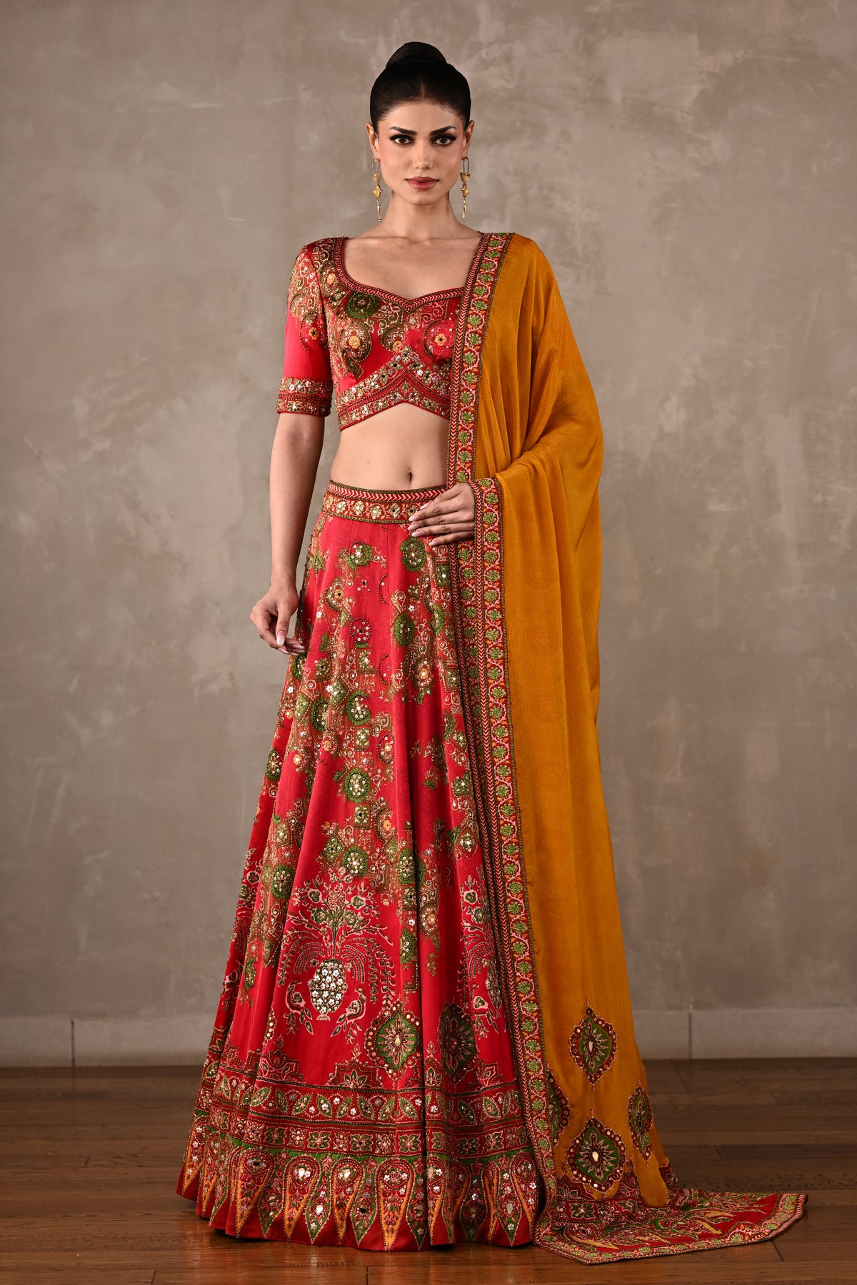 Ajrakh Embellished Lehenga Set