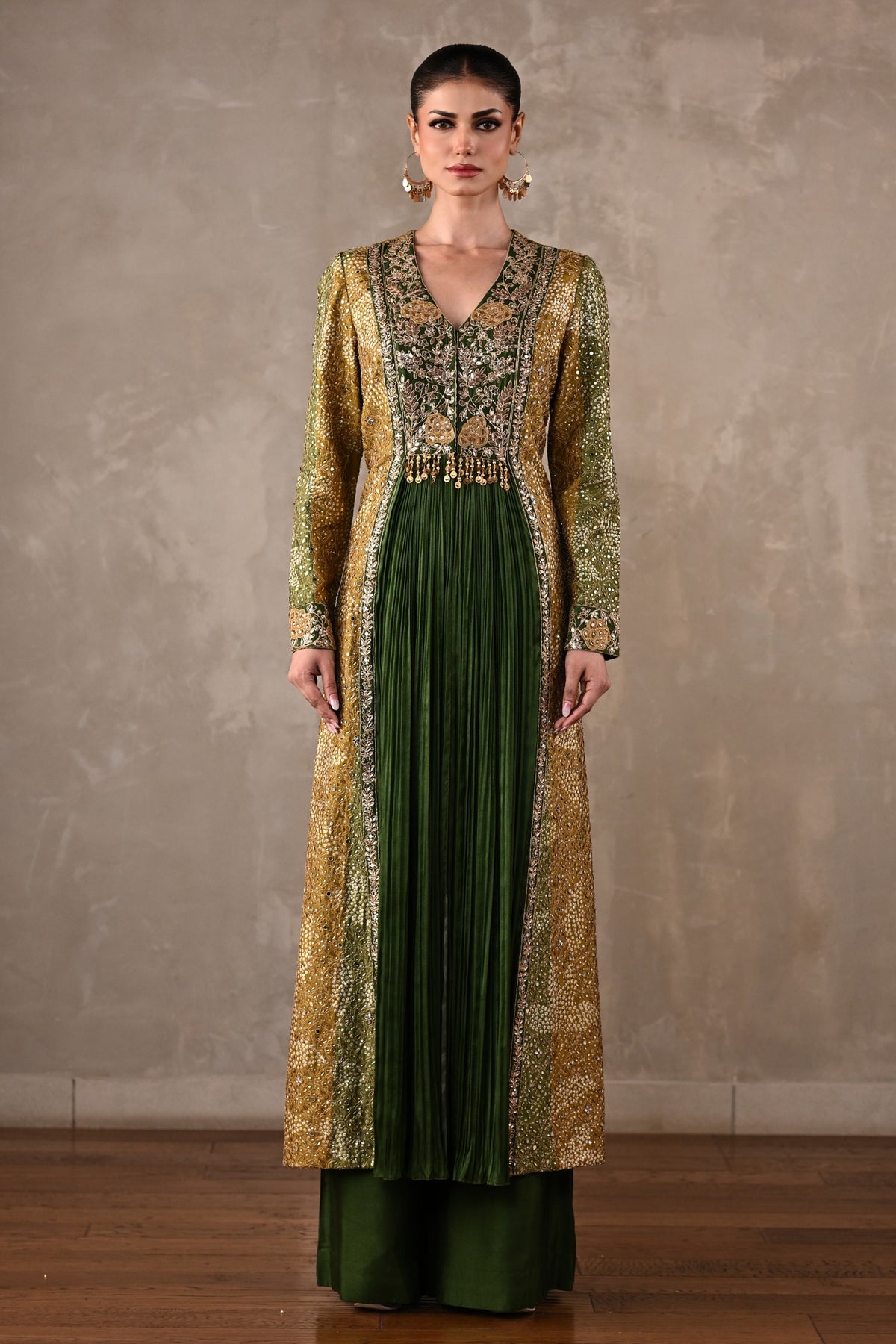 Embroidered Silk Panelled Co-ord Set