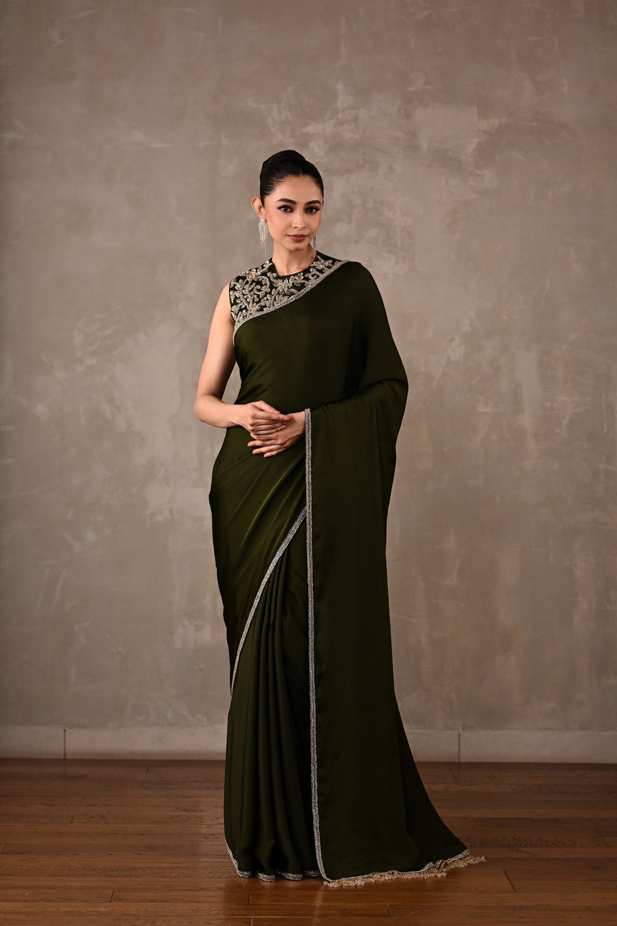 Embroidered Georgette Saree Set