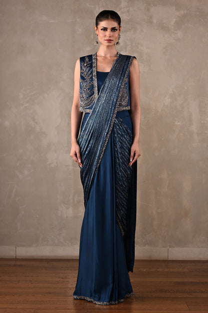 Printed Draped Saree Co-Ord Set