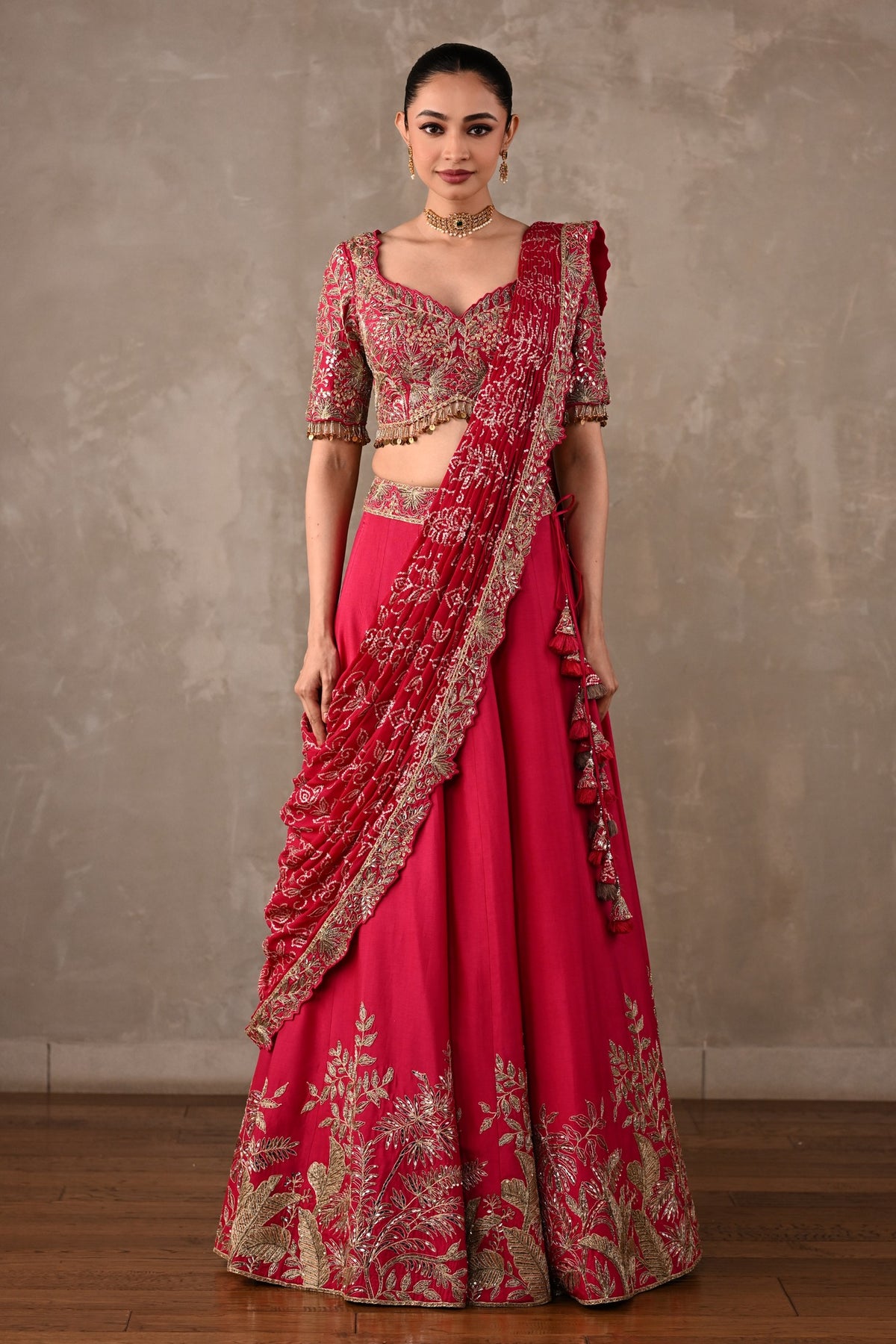Embellished Drape Lehenga Set