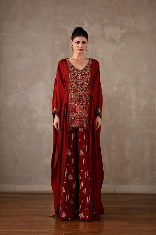 Embroidered Top & Banarasi Pants Ensemble