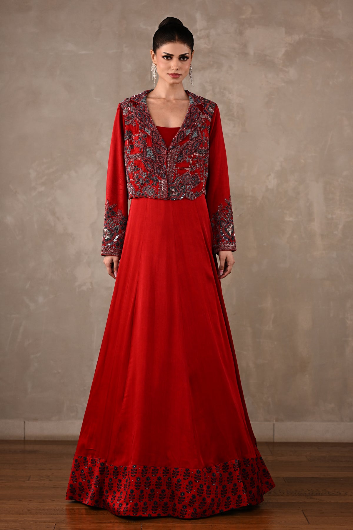 Embroidered Jacket Gown Set