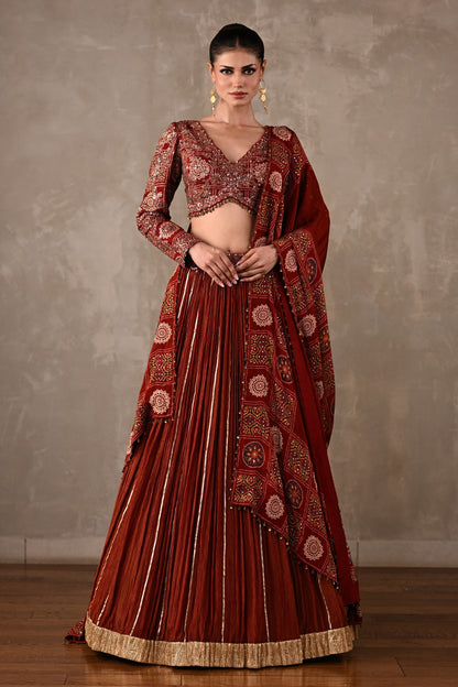 Printed Embroidered Organza Tissue Lehenga