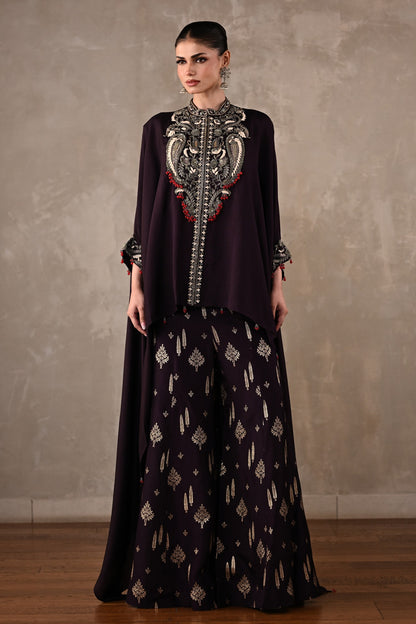 Regal Cape-Style Silk Co-Ord Set