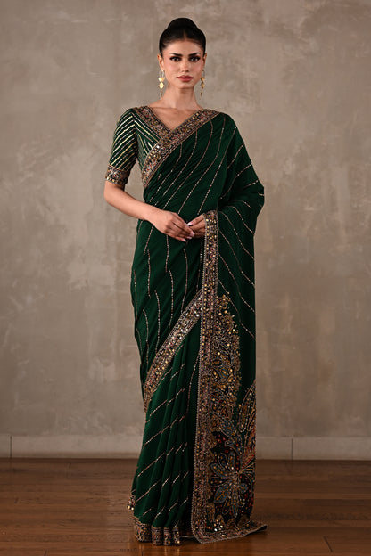 Printed Silk Saree with Embroidered Blouse