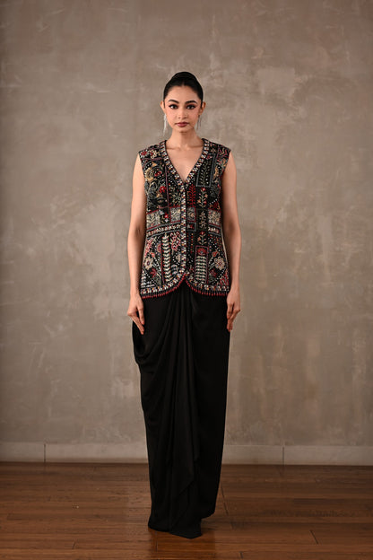 Multicolour Floral Embroidered Drape Set