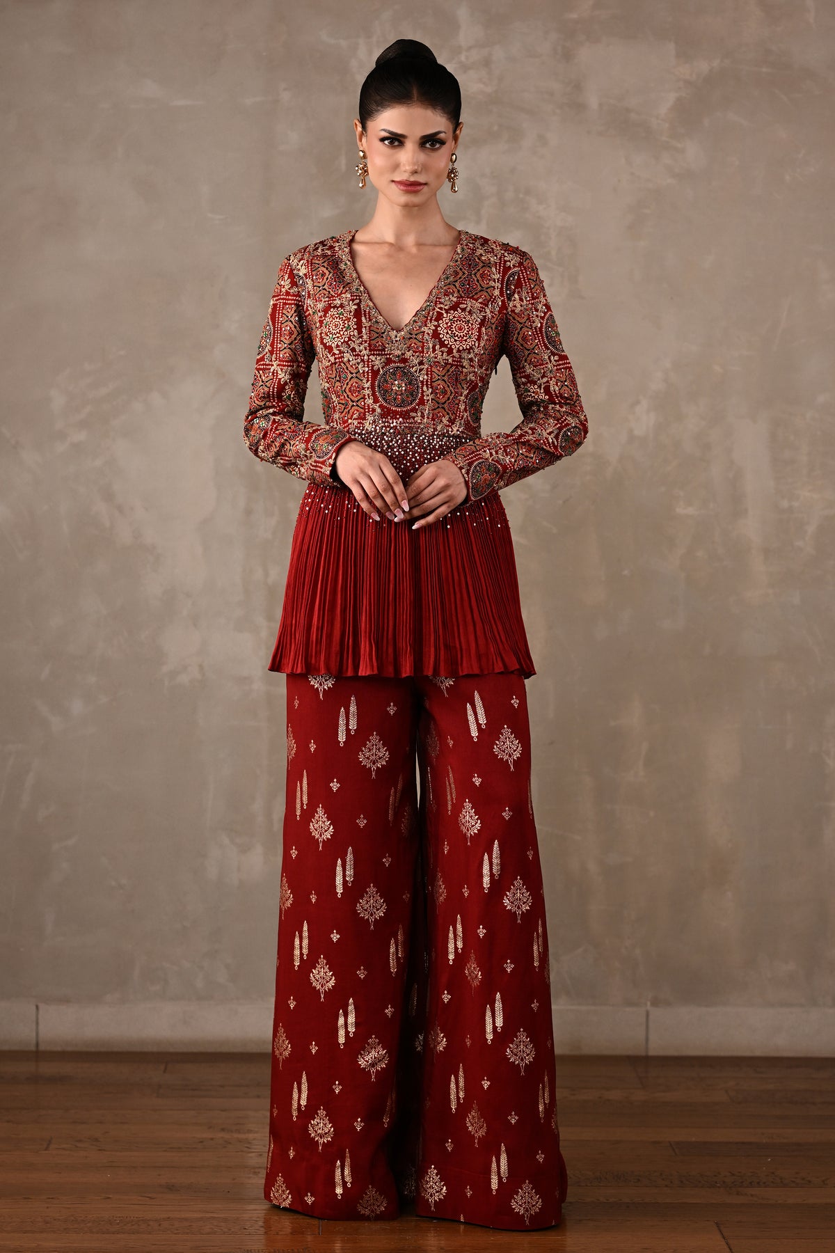 Embellished Printed Peplum Co-ord Set