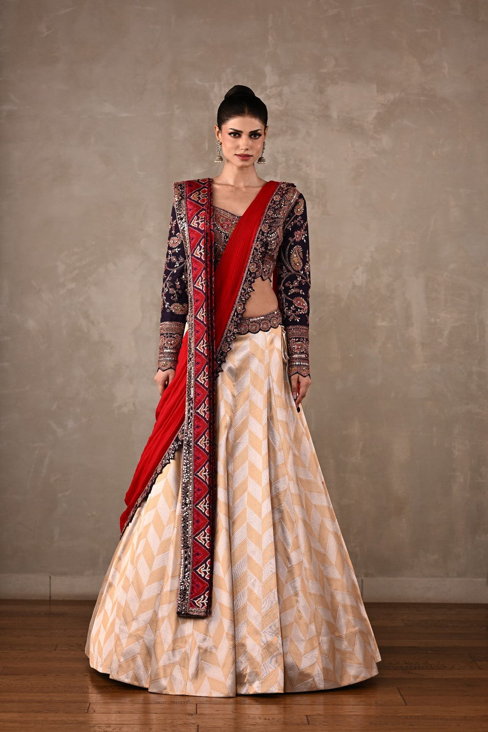 Pochampally Double Drape Silk Lehenga Set