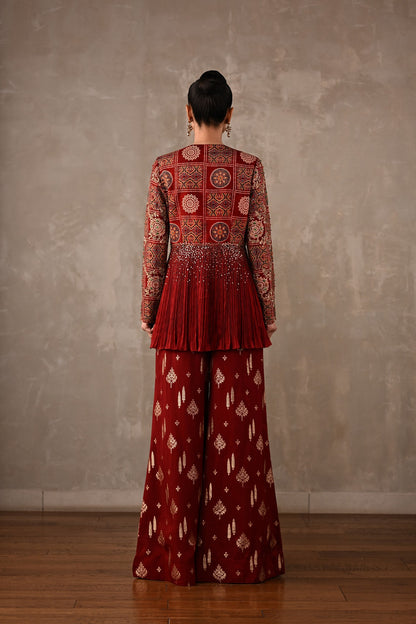 Embellished Printed Peplum Co-ord Set