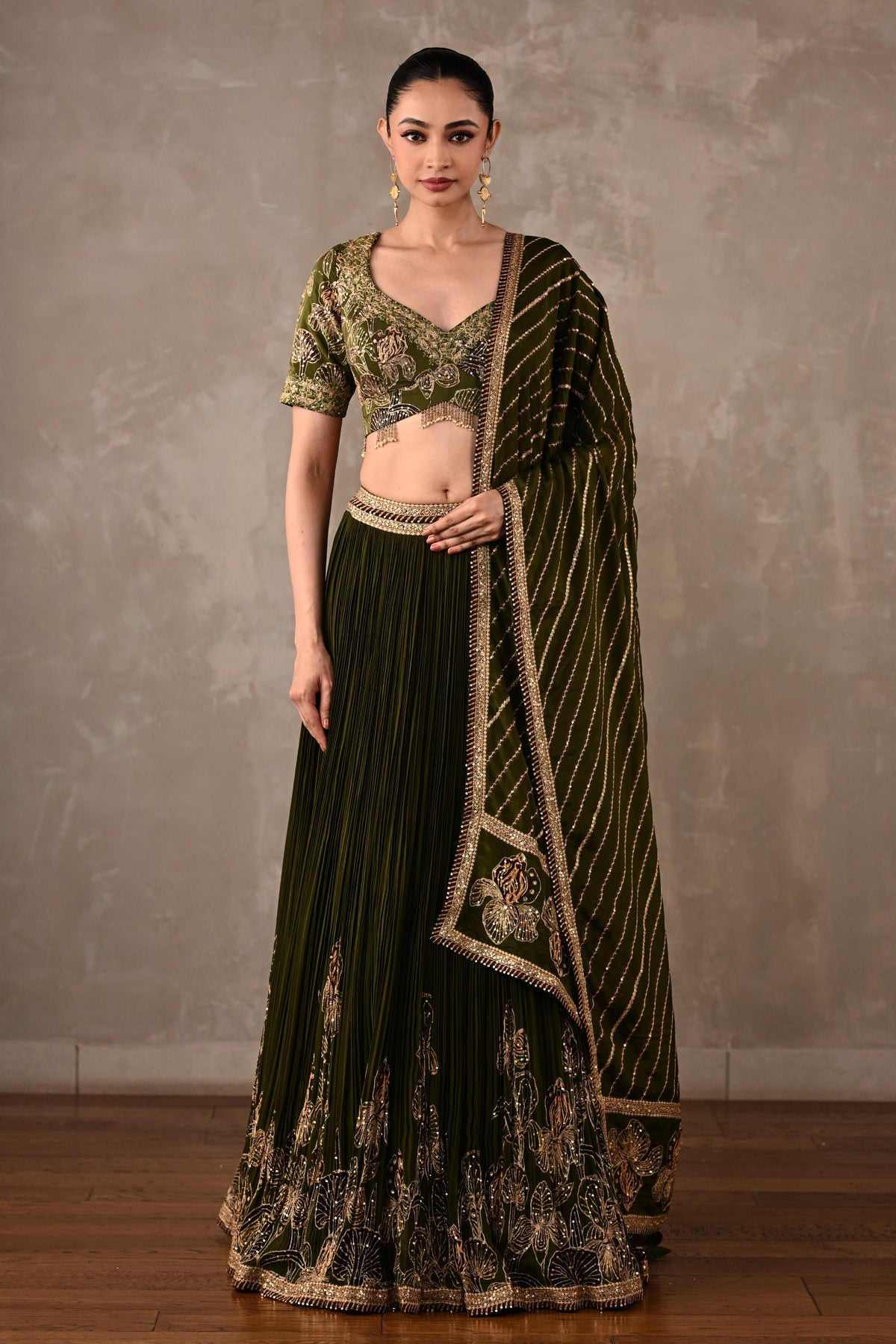 Botanical Drape Embellished Lehenga Set