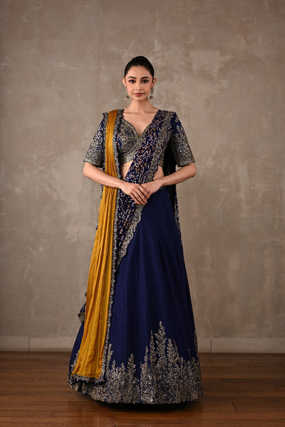 Dual Drape Bandhani Lehenga Set