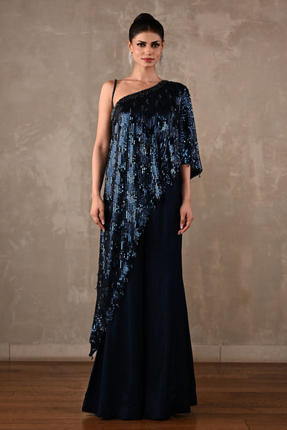 Embellished One-Shoulder Co-ord Set