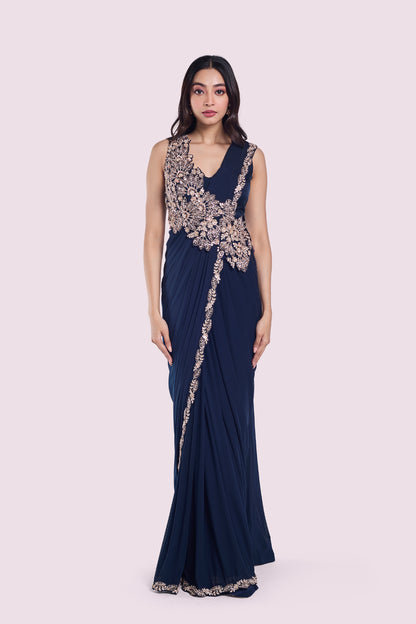 Faux Slash Drape Saree