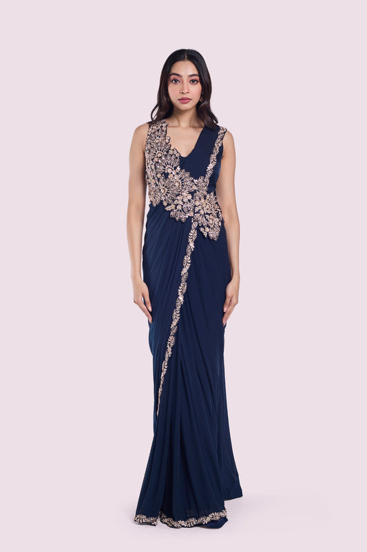 Faux Slash Drape Saree