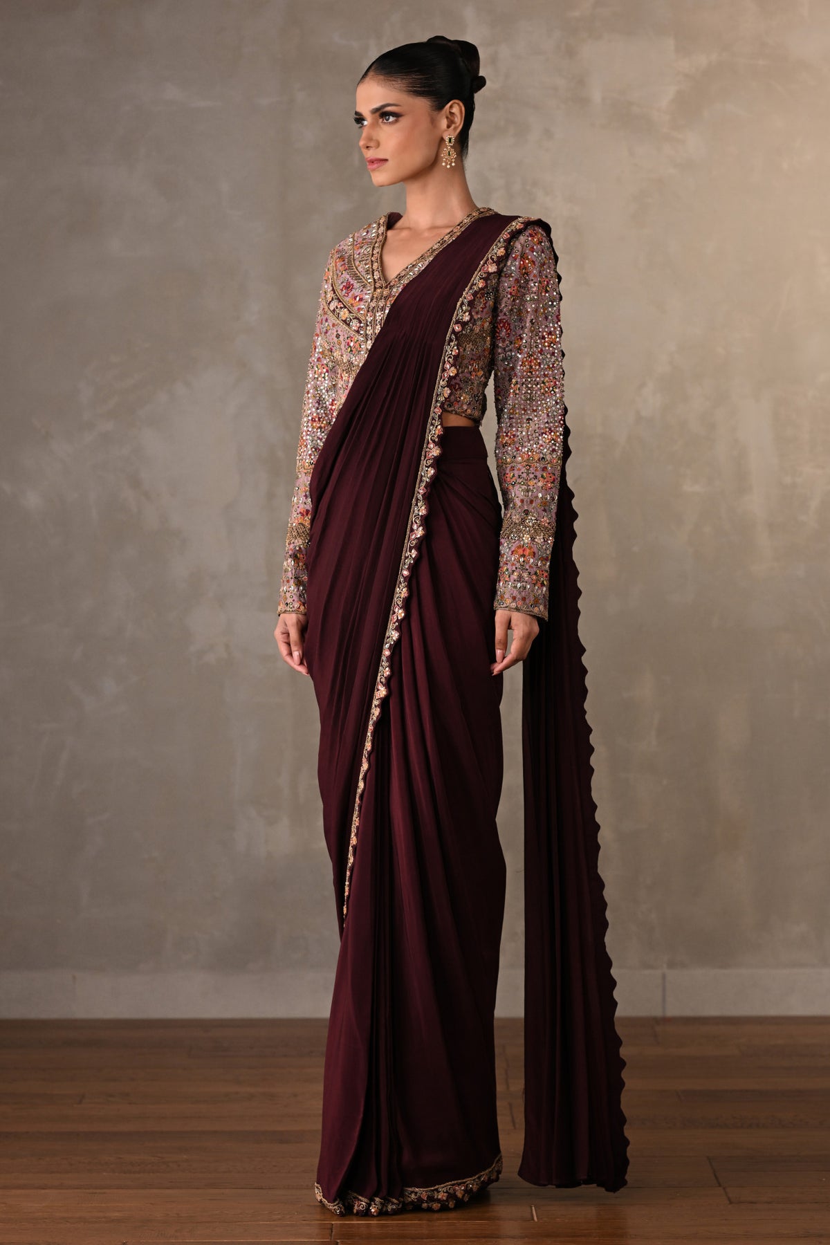 Midnight Enchant Crepe Drape Saree