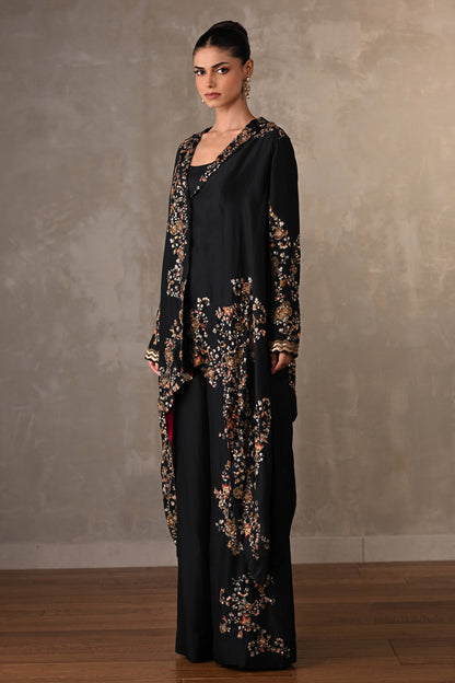 Black Embellished Silk Co-Ord Set