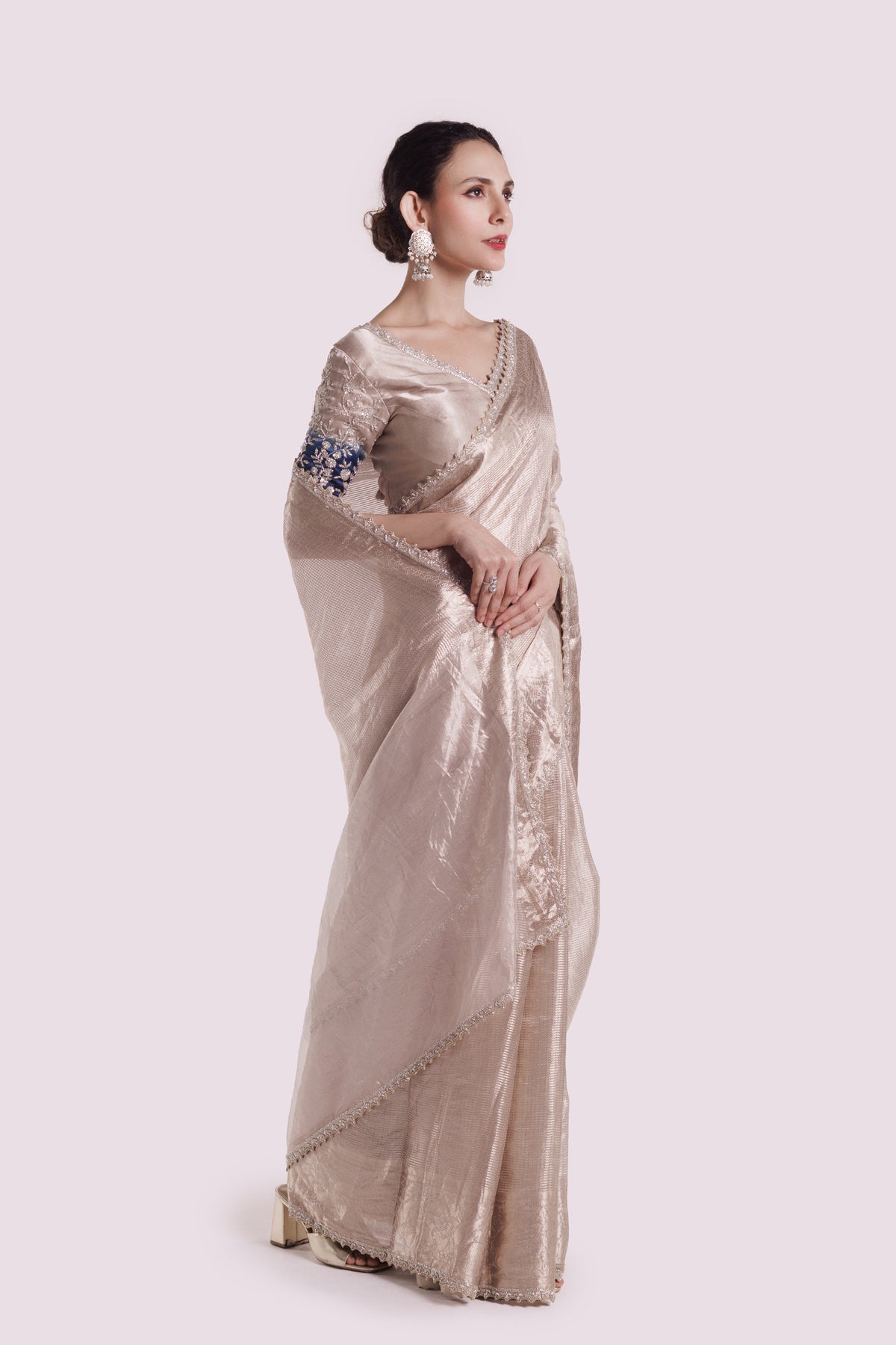 Platinum Tissue Embellished Saree