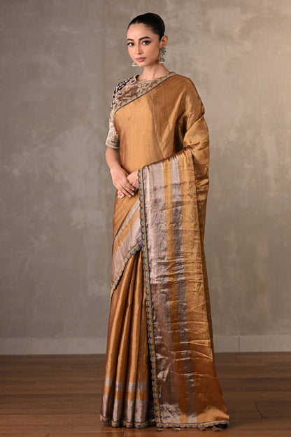 Bronze Gold Tissue Saree Set