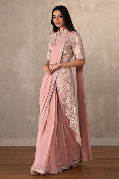Blush Bloom Embellished Drape Saree
