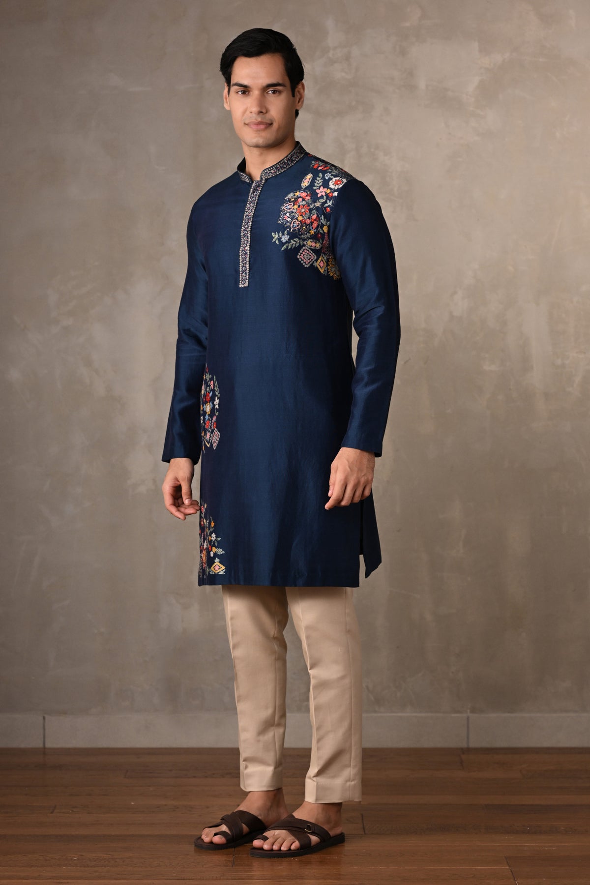 Navy Heritage Chanderi Kurta