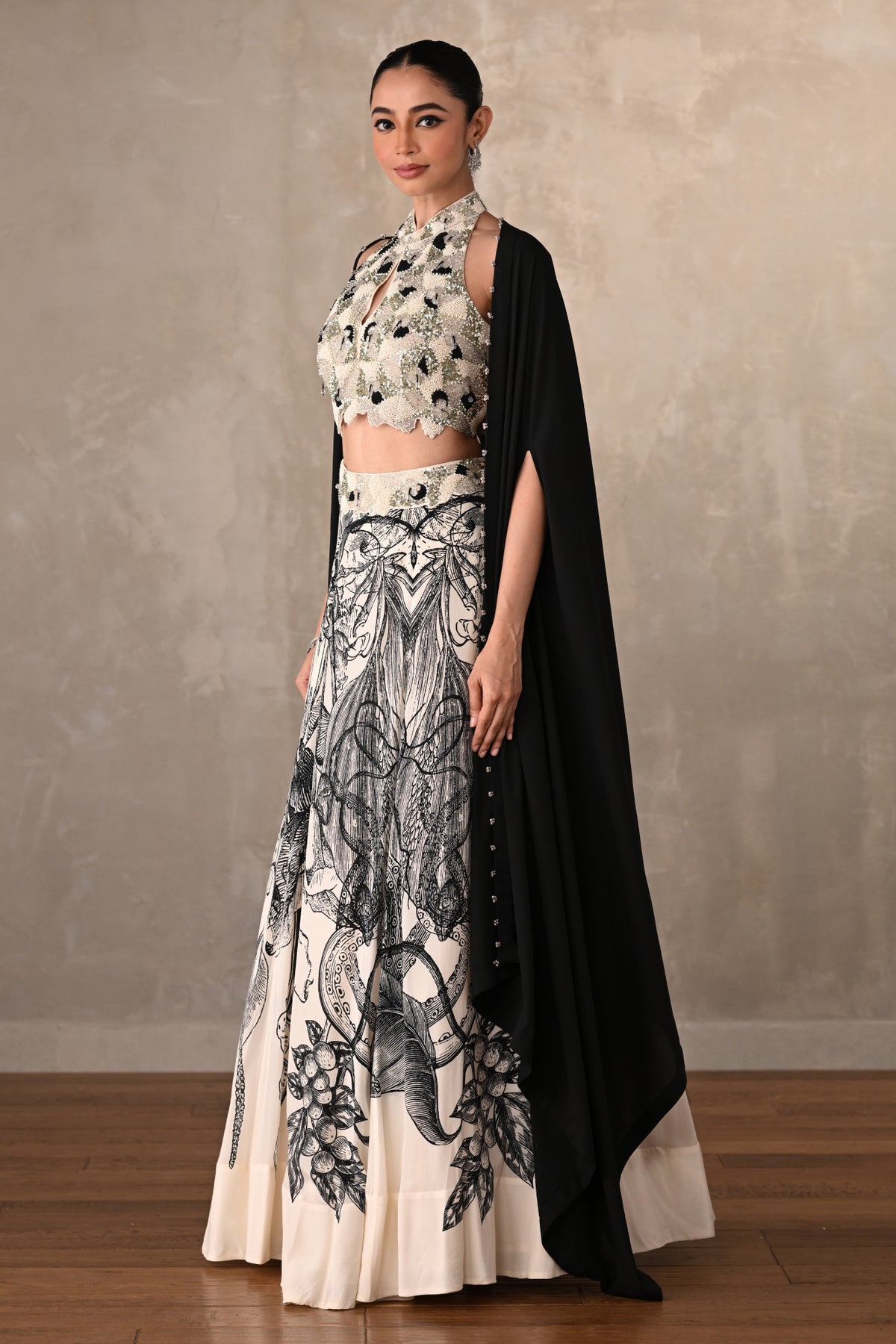 Enchanted Noir Floral Lehenga Set