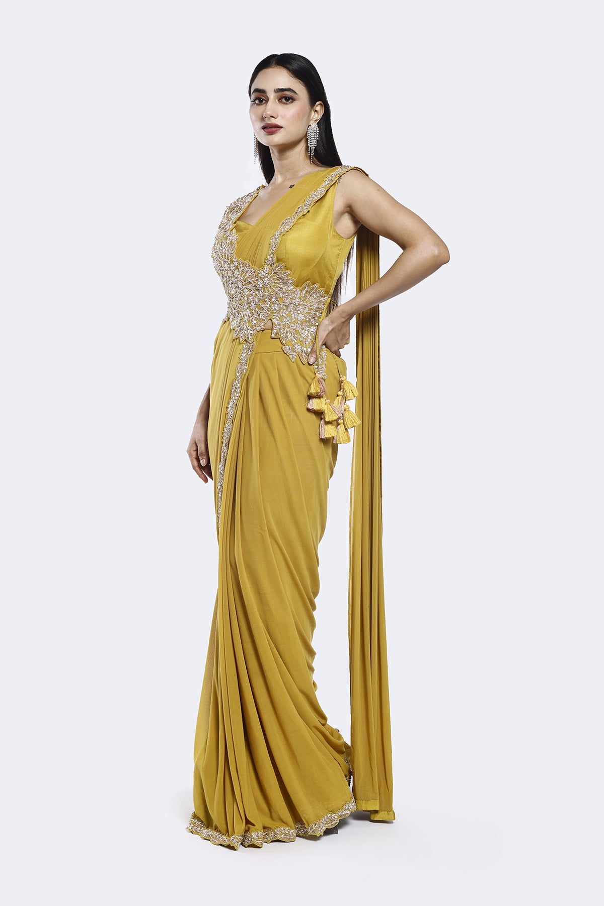 Faux Slash Drape Saree