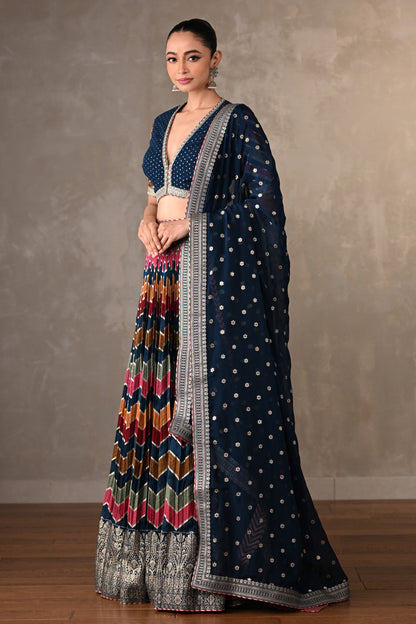 Multicolored Chevron Lehenga Set
