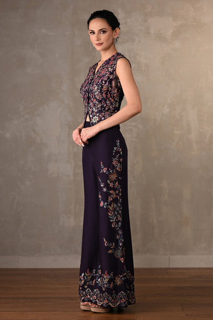Midnight Bloom Embellished Silk Co-Ord Set