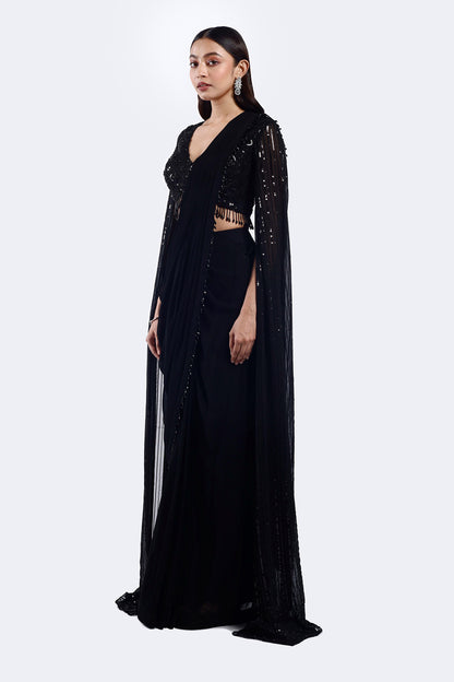 Black Swan Drape Saree