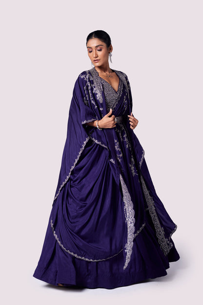 Silk Kaftan Lehenga Set
