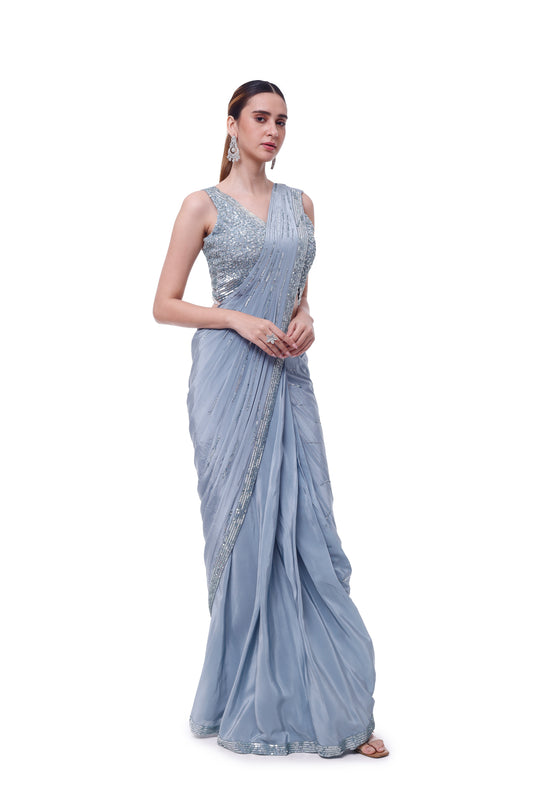 Cornflower Blue Drape Saree