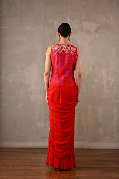 Embroidered Crepe Drape Co-ord Set
