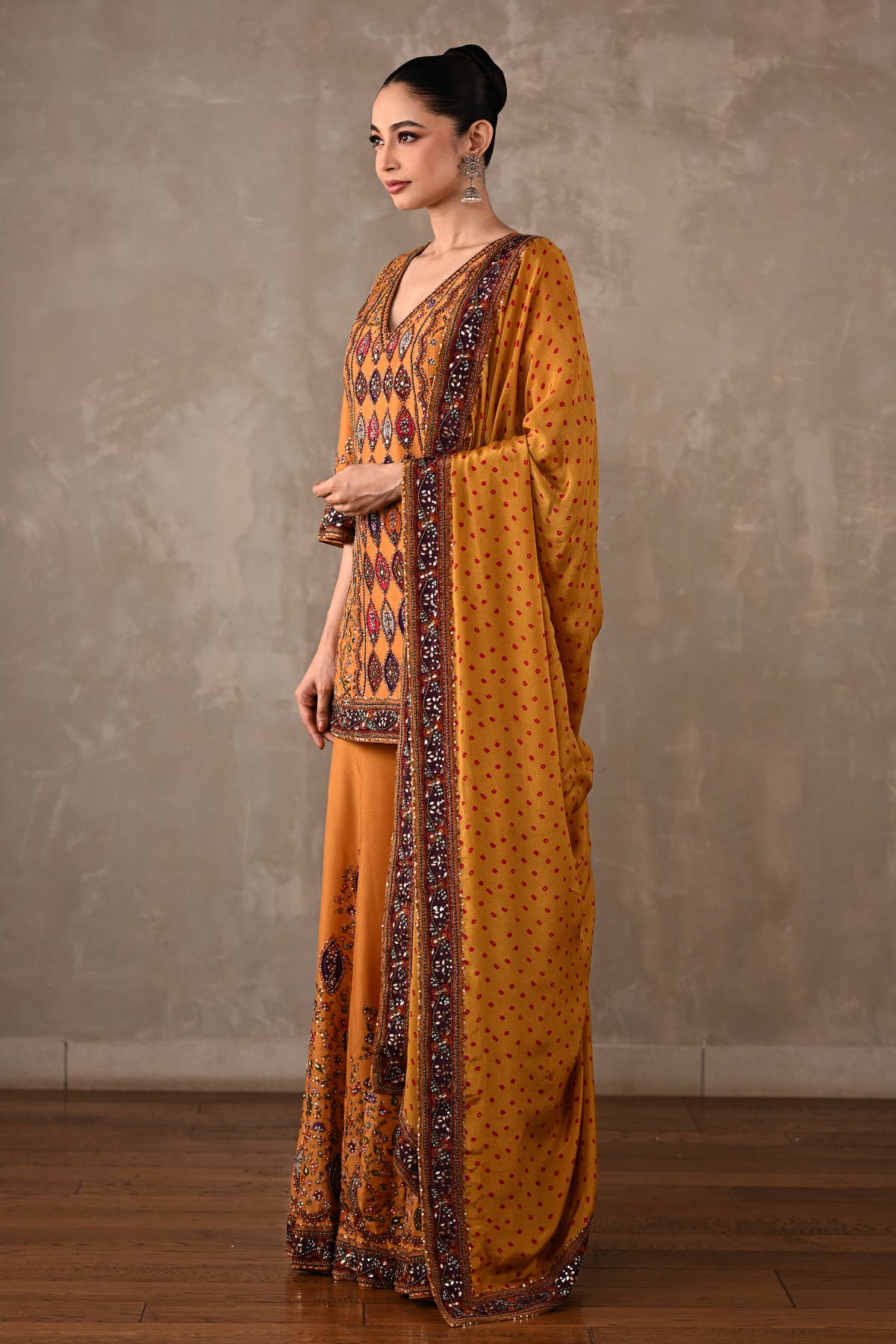 Printed Embellished Kurta Sharara Set